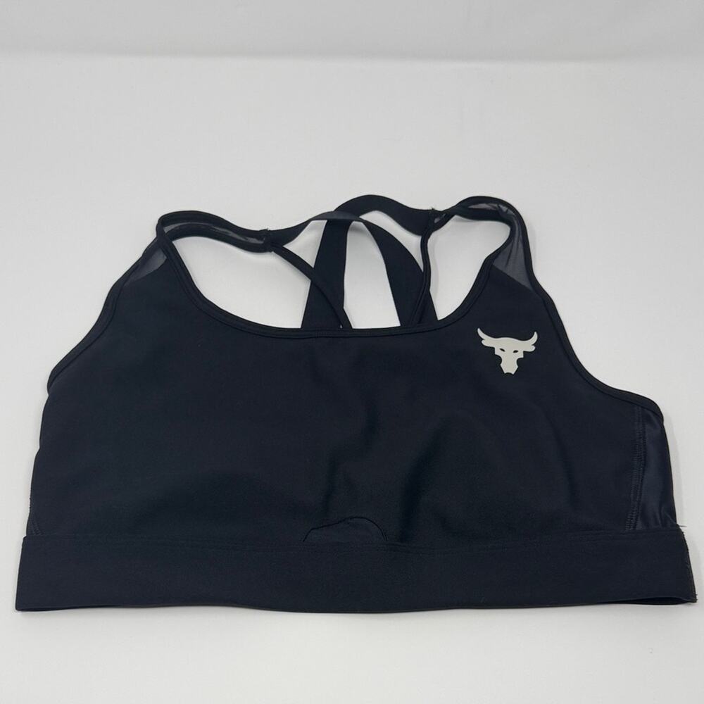 Under Armour Women's Project Rock Crossback Strappy Med. Support Sports Bra - L